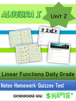 Preview of Algebra 1 Unit 2 Daily Grade Linear Functions