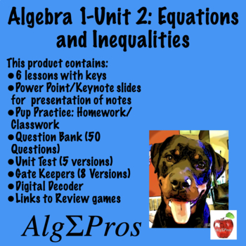 Preview of Algebra 1. Unit 2: Equations and Inequalities in One Variable (Mega Bundle)