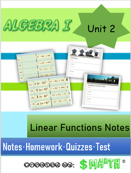 Preview of Algebra 1 Unit 2 Notes Linear Functions
