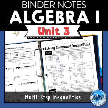 Preview of Algebra 1 Unit 3 Binder Notes - Solving Multi-Step Inequalities
