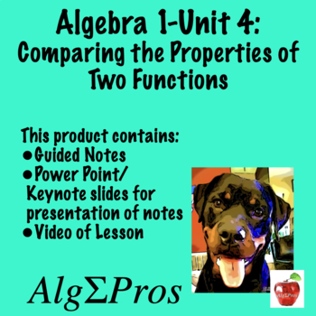 Preview of Algebra 1. Unit 4: Comparing the Properties of Two Functions (video of lesson)