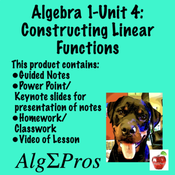 Preview of Algebra 1. Unit 4: Constructing Linear Functions (With Video of Lesson)