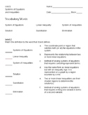 Algebra 1 Unit 5 Leveled Vocabulary Resources- Systems of 