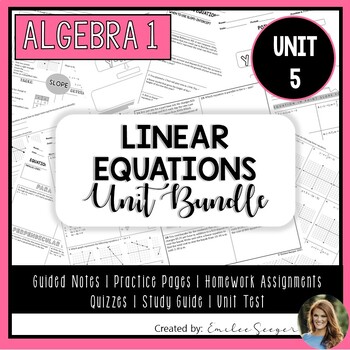 Preview of Algebra 1 Unit 5 Complete Unit Bundle - Linear Equations