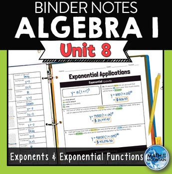 Preview of Algebra 1 Unit 8 Binder Notes - Exponents & Exponential Functions