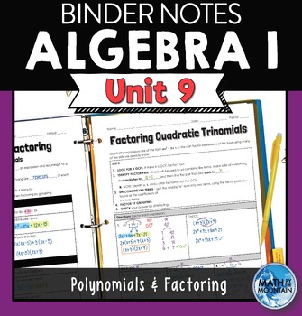 Preview of Algebra 1 Unit 9 Binder Notes - Polynomials & Factoring