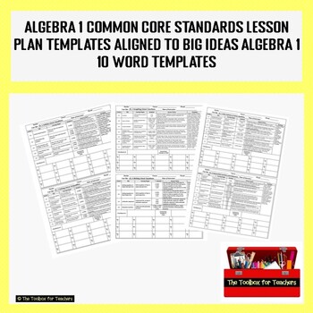 Preview of Algebra 1 Unit Lesson Plan Word Templates Common Core Big Ideas Algebra 1