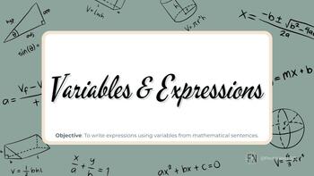 Preview of Algebra 1: Variables & Expressions NOTES - with corresponding teaching VIDEO