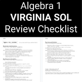 Algebra 1 Virginia SOL Review Checklist | Editable