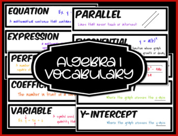 Preview of Algebra 1 Vocabulary