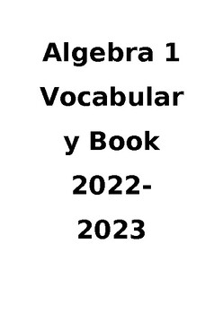 Preview of Algebra 1 Vocabulary Booklet