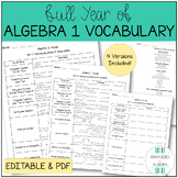 Algebra 1 Vocabulary Full Year Differentiated Graphic Orga