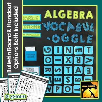Preview of Algebra 1 Vocabulary Game with Bulletin Board Option Included