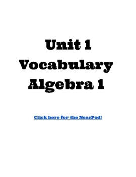 Preview of Algebra 1 Vocabulary Notes