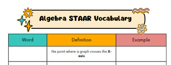Preview of Algebra 1 Vocabulary Scavenger Hunt