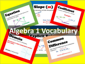 Preview of Algebra 1 Vocabulary Word Wall
