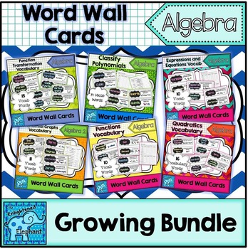 Preview of Algebra Vocabulary Word Wall Cards Growing Bundle