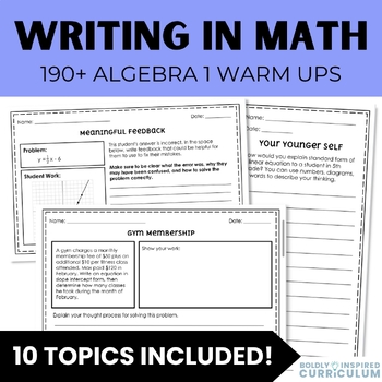 Preview of Algebra 1 Warm Up and Exit Ticket Bundle - Full Year of Math Journal Prompts