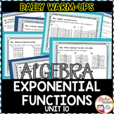 Algebra 1 Warm Ups | Exponential Functions