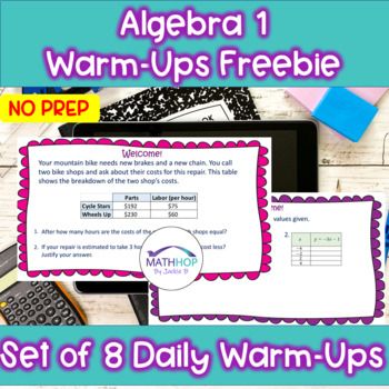 Preview of Algebra 1 Warm-Ups - FREEBIE