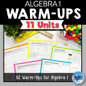 Preview of Algebra 1 Warm-Ups Full Year Bundle