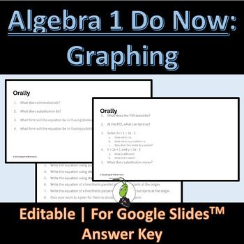 Preview of Algebra 1 Warm Ups | Graphing Unit | Bell Ringer Google Slides 
