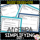 Algebra 1 Warm Ups Simplifying Expressions