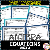 Algebra 1 Warm Ups Solving Equations