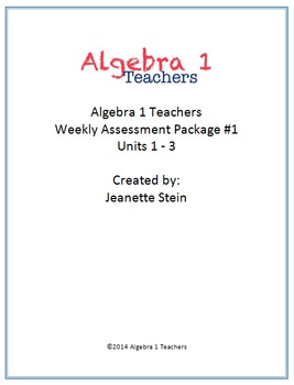Preview of Algebra 1 Weekly Assessments for Units 1-3