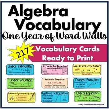 Preview of Algebra 1 Word Wall BUNDLE Common Core Aligned