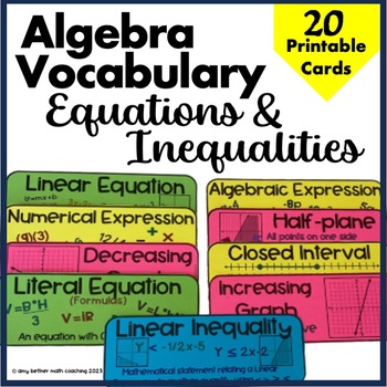 Preview of Equations and Inequalities Word Wall
