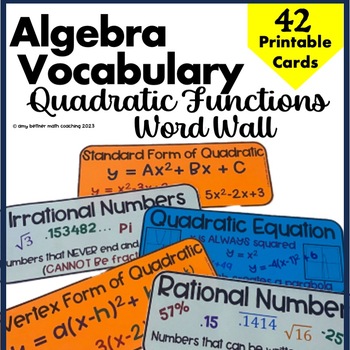 Preview of Quadratic Functions Word Wall