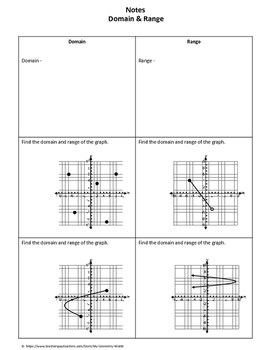 Algebra 1 Worksheet: Domain Range by My Math Universe TpT