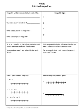 Introduction To Inequalities Worksheet - Promotiontablecovers