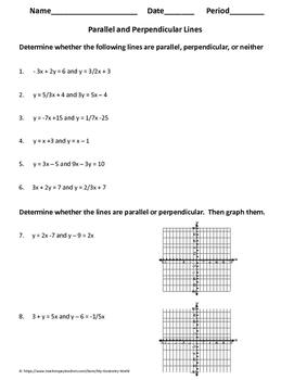 writing equations of perpendicular lines worksheet