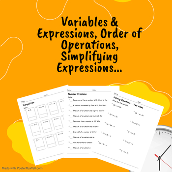 Preview of Algebra 1 Worksheets, Simplifying Linear Expressions ... & More