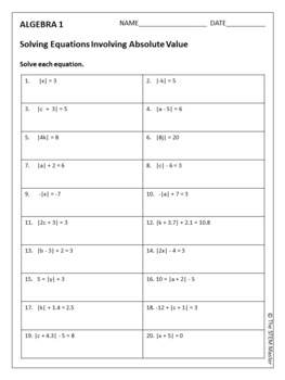 Solving Linear Equations Worksheets by The STEM Master | TpT
