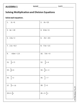 linear equations problem solving worksheet