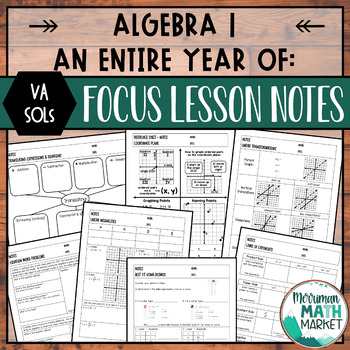 Preview of Algebra 1 Yearlong Focus Lesson Guided Notes Bundle (VA SOLs)
