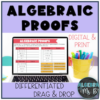 Preview of Algebra 1 and Geometry Algebraic Proofs Drag & Drop Activity
