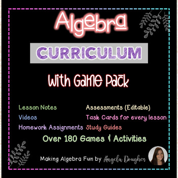 Preview of Algebra 1 curriculum BUNDLE with GAME PACK and Google Slides