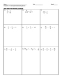 Algebra 1 or Algebra 2- Solving Linear Equations with Fractions