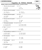 Algebra 1A Final Exam (First Semester)