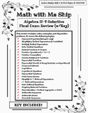 Algebra 2-2 Selective Final Exam Review & Study Guide 2023