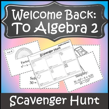 Preview of Algebra 2 Back to School Review {Algebra 2 Review Beginning of the Year Activity