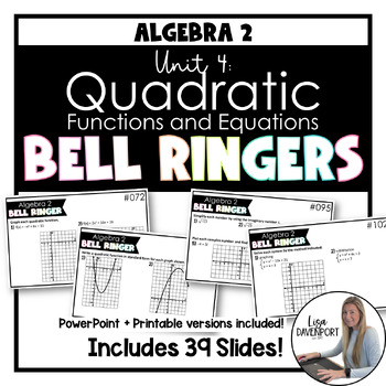 Preview of Algebra 2 Bell Ringers - Quadratic Functions and Equations