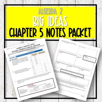 Preview of Algebra 2 Big Ideas - Chapter 5 NOTES Packet