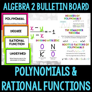 Preview of Polynomials and Rational Functions Algebra 2 Bulletin Board