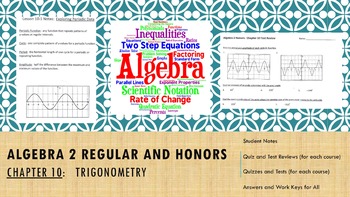 Preview of Algebra 2 - Chapter 10:  Trigonometry