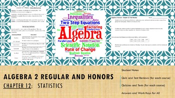 Preview of Algebra 2 - Chapter 12:  Statistics